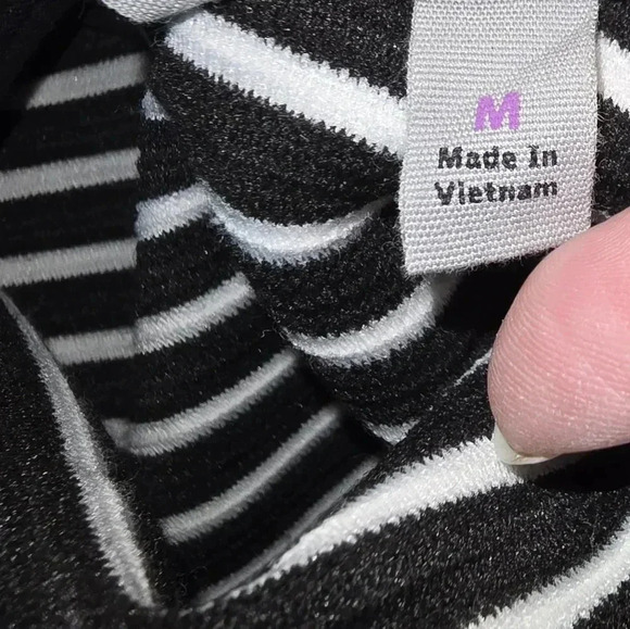 Athleta Striped Mala Bodycon Athleisure Black White Colorblock Slimming M - Picture 4 of 9